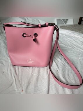 kate spade Pink Saffiano Drawstring Crossbody Bag
